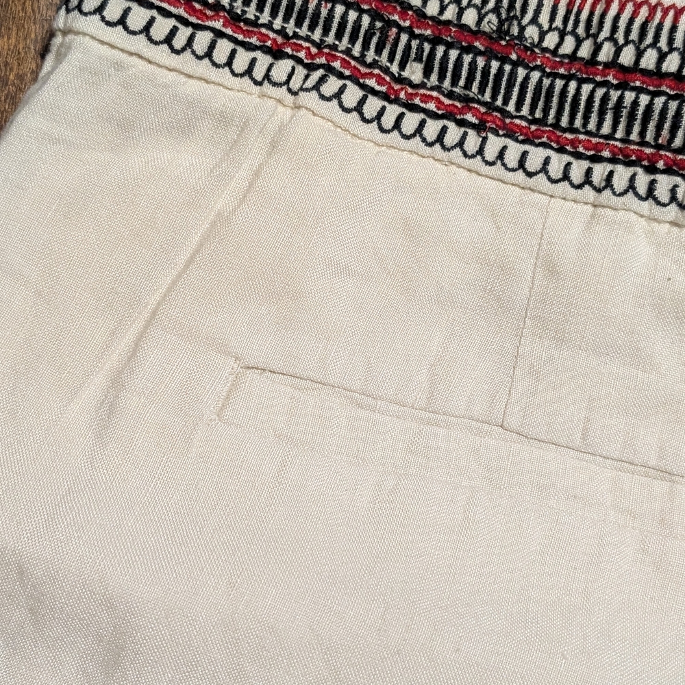 LOFT High Waist Shorts - Cream with Red and Black Details - Picture 5 of 7